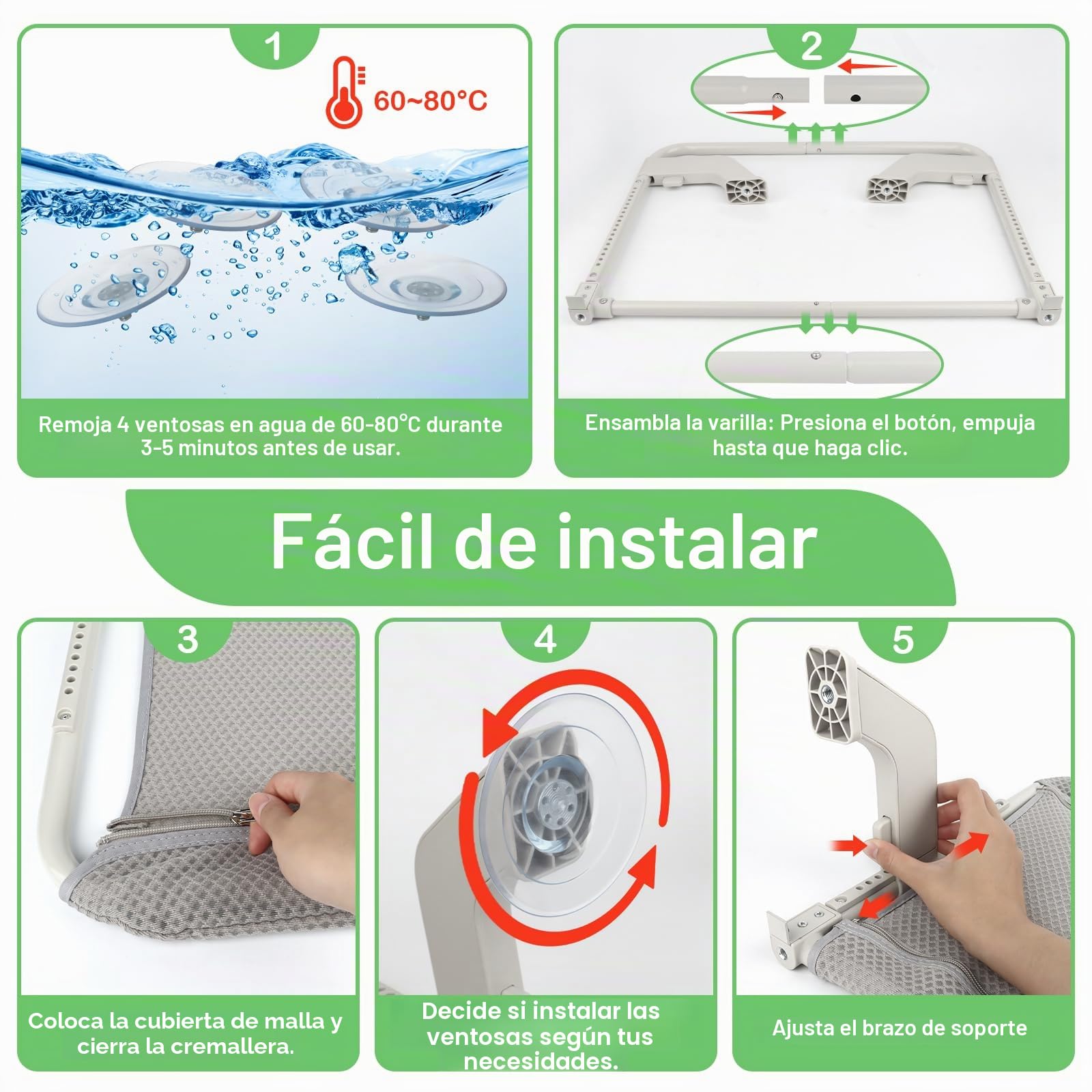 2 en 1 Hamaca Gatos Ventana Plegable Soporta hasta 25 kg Cama Gatos Ventana con Ventosas y Ganchos 53.5x39.5 cm Hamaca Ventana Gato para Interior Exterior, Fácil Instalación - Gris