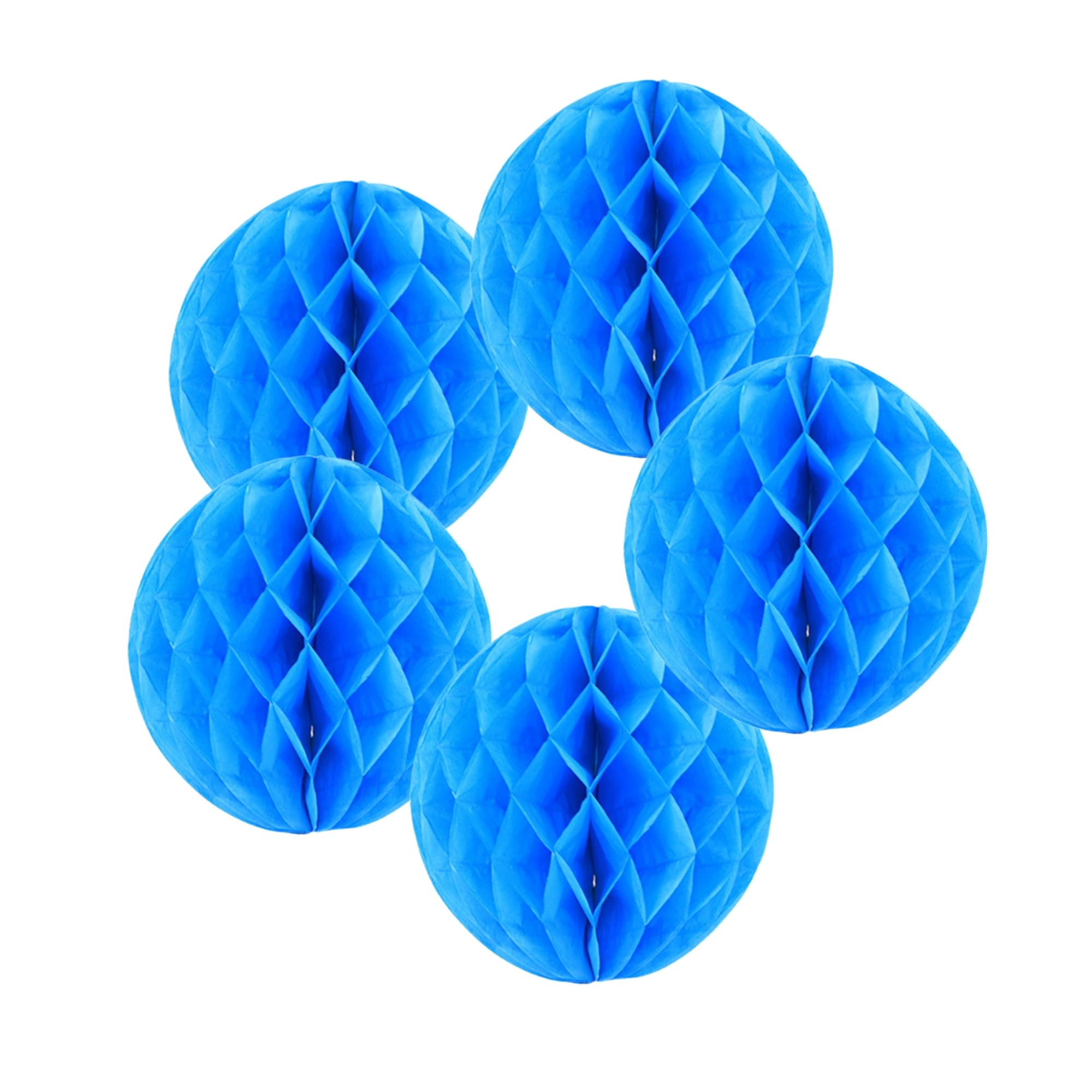 SrchJoy Honeycomb Paper Ball Party Decorations Pack of 5 Tissue Pom Poms Flower Ball Garland Birthday Baby Shower Wedding Party Decor (Turquoise Blue, 5 Pcs - 8" (20cm))