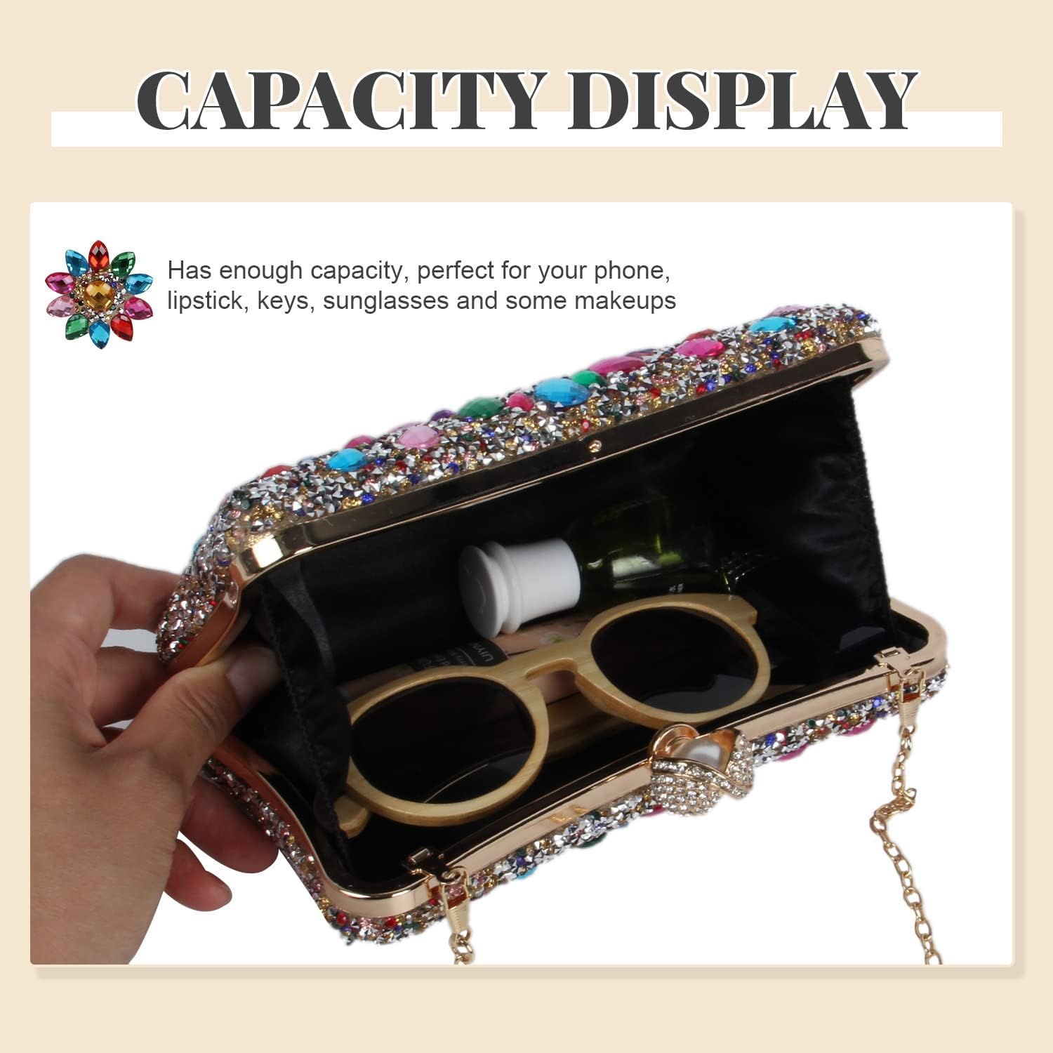 SUKUTU Women Rhinestone Evening Bag MultiColored Dazzling Crystal Clutch Bag Party Bridal Wedding Cocktail Handbag - Image 4