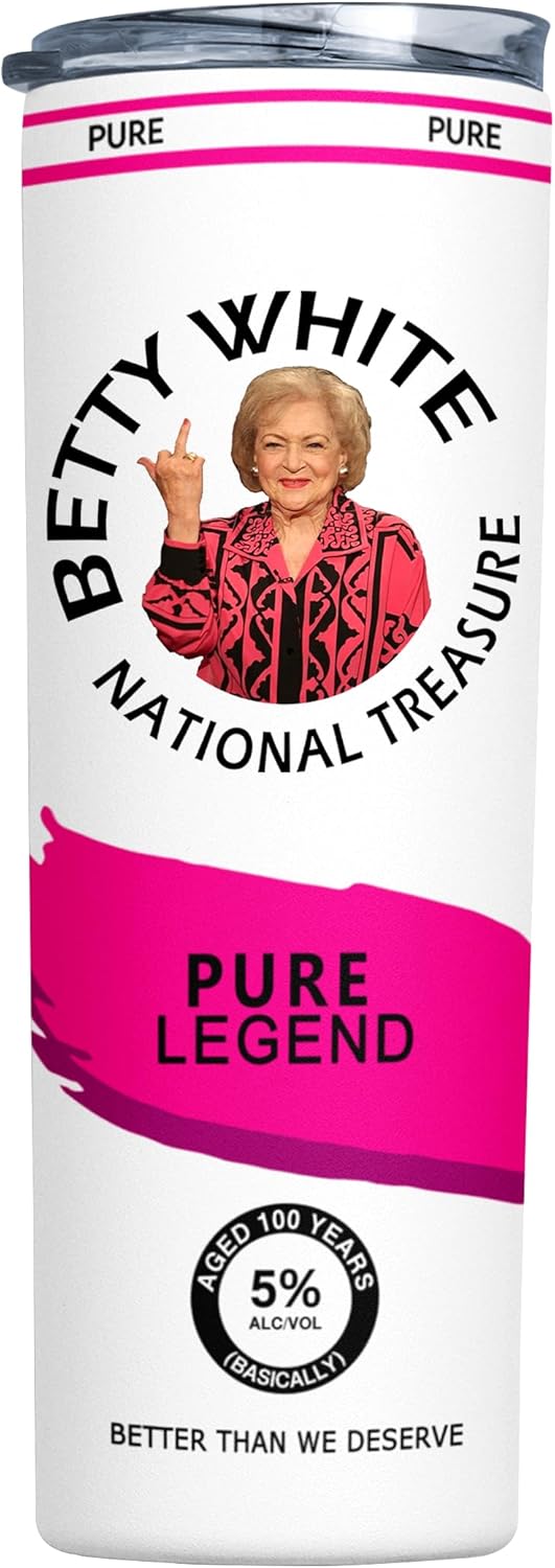 Betty White Hard Seltzer Tumblers, 7 Colors, Flipping the Bird Tumbler, Golden Girls, Betty White Fan Gift, Stainless Steel Insulated Travel Mug with Lid and Straw - 20 Ounces (Green)