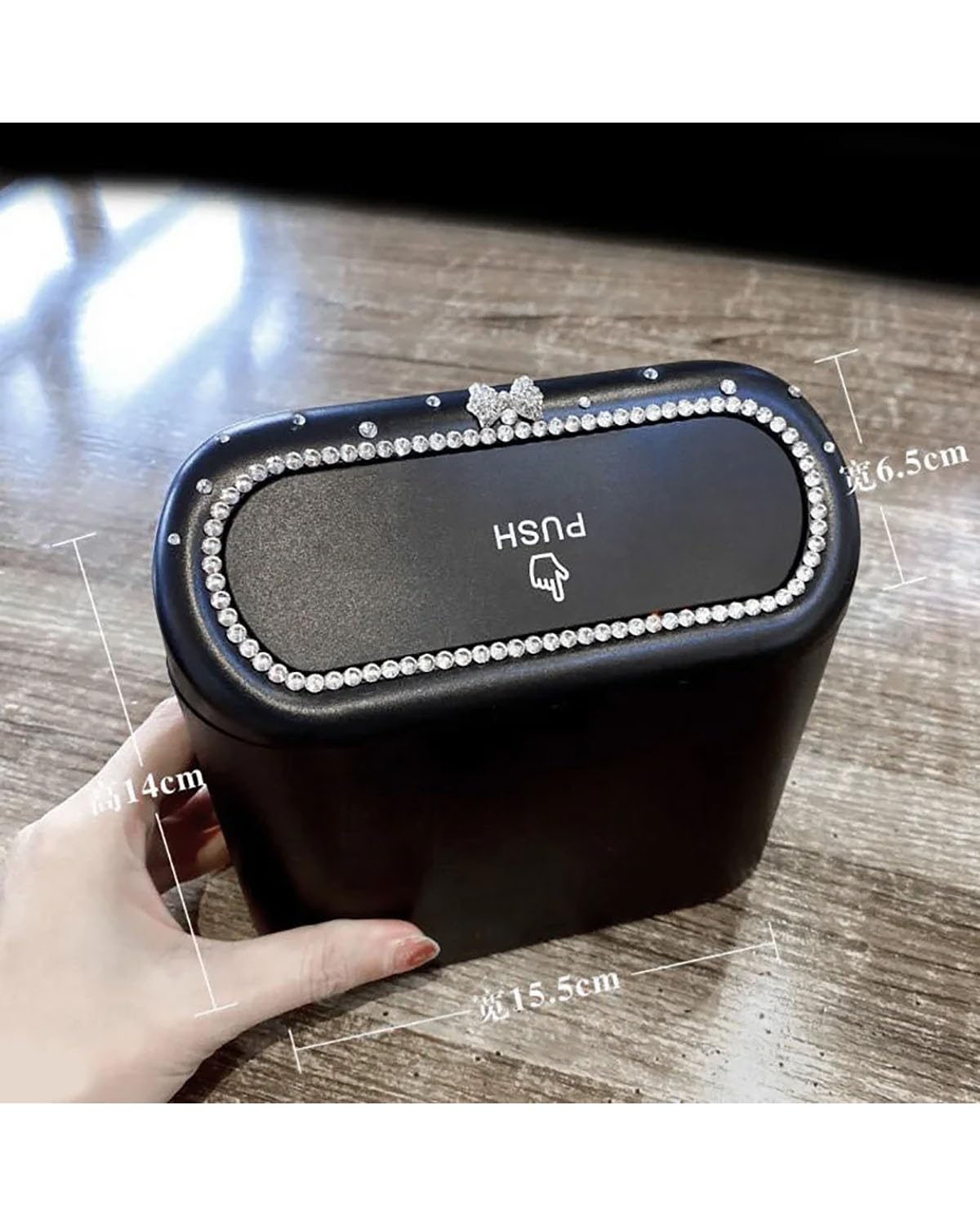 Borsa Portaoggetti Per Auto A Forma Di Diamante Con Strass: Cestino Rifiuti Multiuso In Peluche (21x18x13 Cm, Colore A) - 3