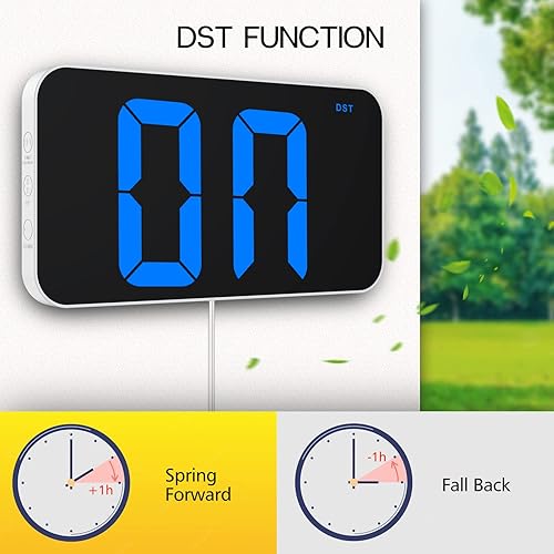 Miniatura 4 de Zgrmbo Reloj de pared digital con dígitos claros enormes de 4 pulgadas, reloj digital para pared con atenuación automática, semana, soporte estándar