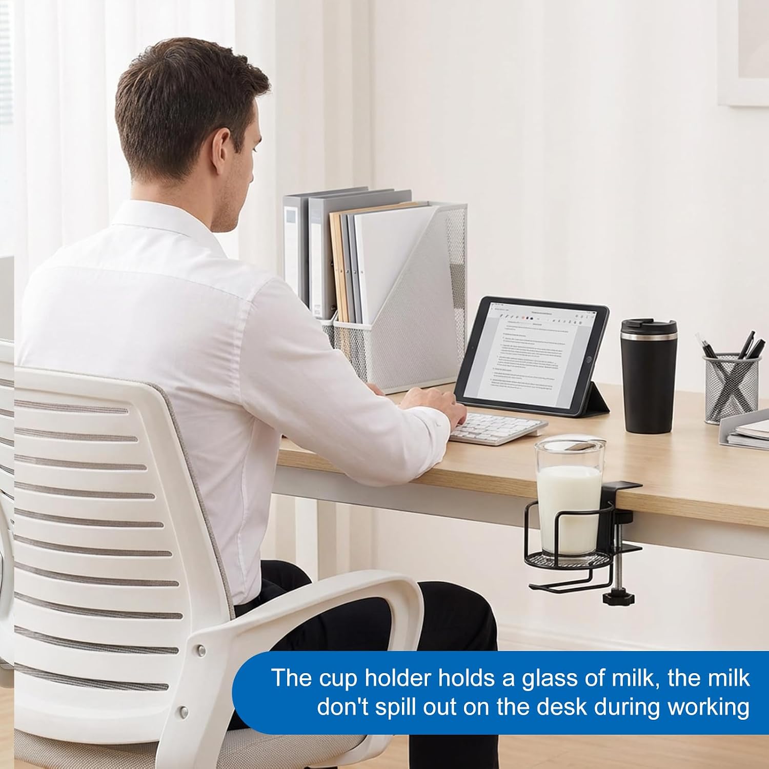 3 Pack 2-in-1 Desk Cup Holders with Headphone Hanger, Water Bottle Holder