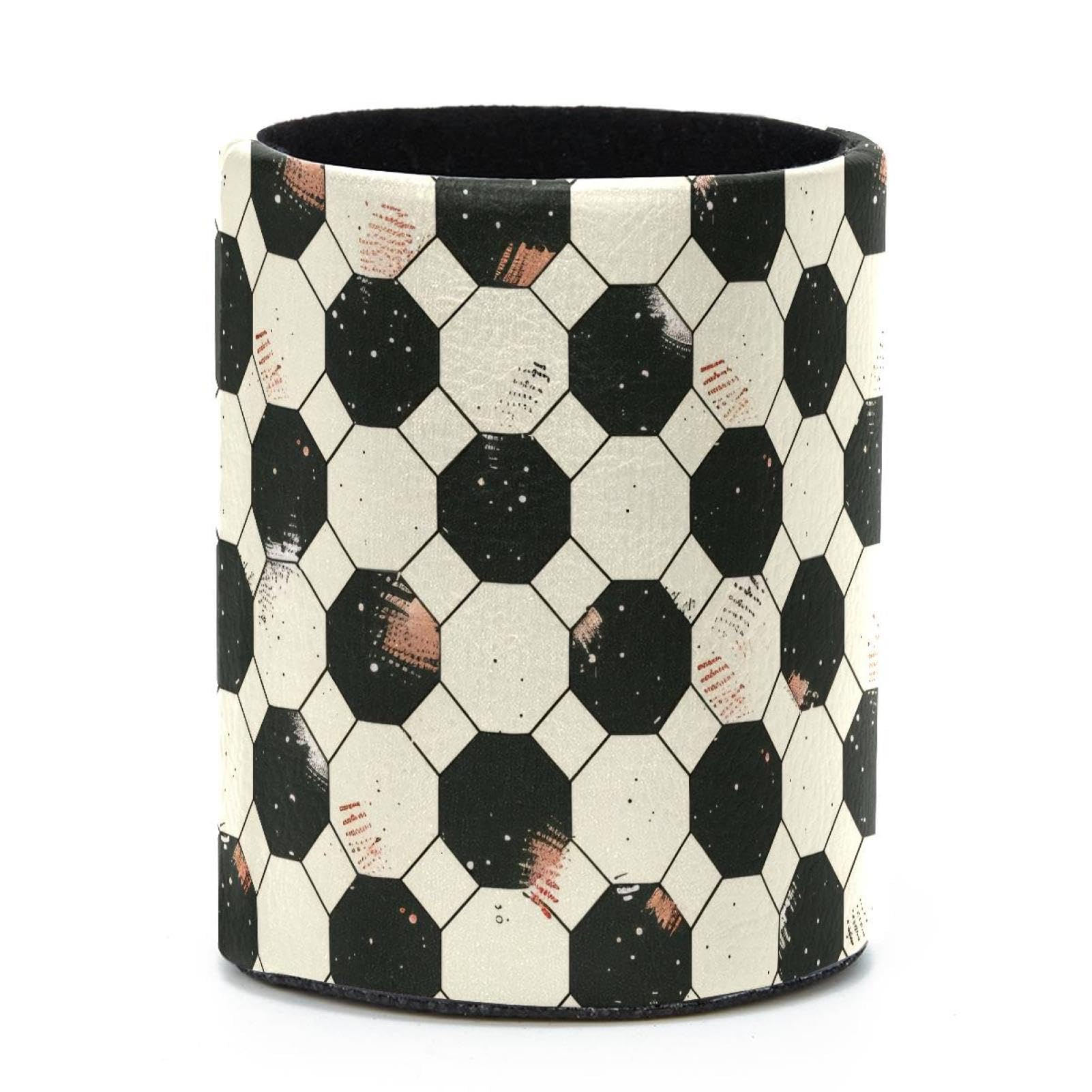 VAPOKF Round Pencil Holders for Desk, Soccer Pattern Pen Holders Pen Pot Makeup Brushes Storage Desktop Stationery Supplies Organiser for Home Office