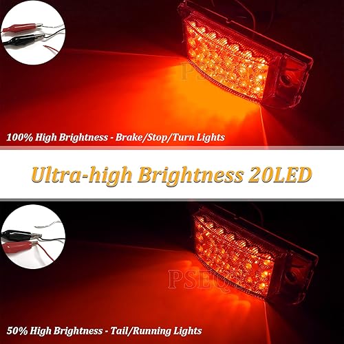 Miniatura 2 de PSEQT Luces de marcador de camión de remolque de 6 pulgadas y luces intermitentes LED ámbar rectangulares luces de pastilla impermeables con 20