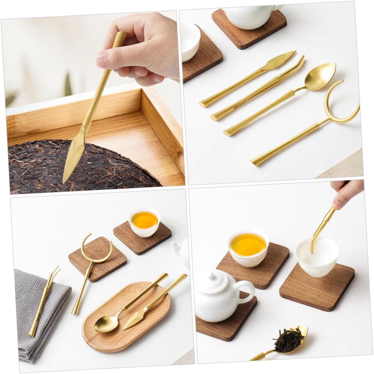 BESTOYARD 1set Stainless Steel Tea Ceremony Tool Tea Clip Spoon Fork Needle for Home Office Outdoor Use Easy to Clean and Convenient