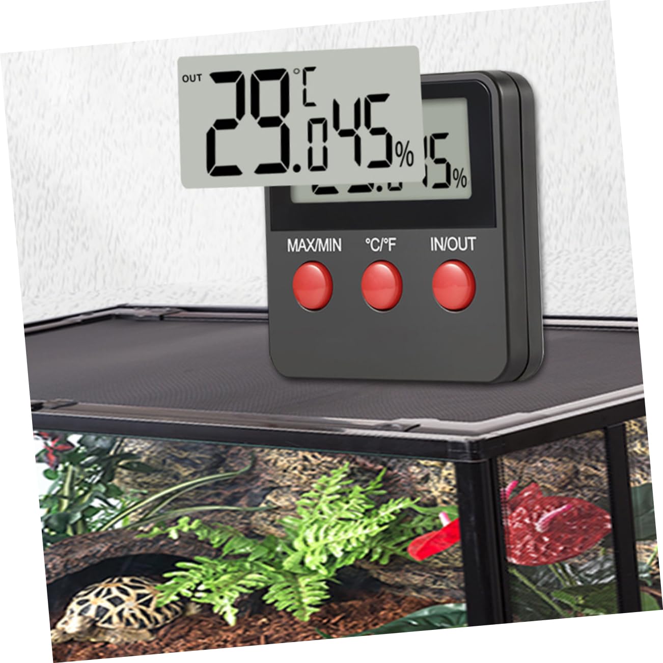 VANZACK 4juegos Digital y Higrometro De Reptiles Medidor De Temperatura y Humedad Para Terrarios y Hueveras Pantalla y Números Claros Sin Baterías