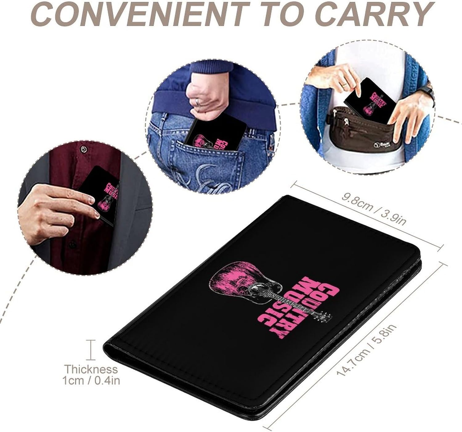 Country Music Guitar Fashion Passport Card Holder Cover Case Travel Essentials Wallet Unisex image 4