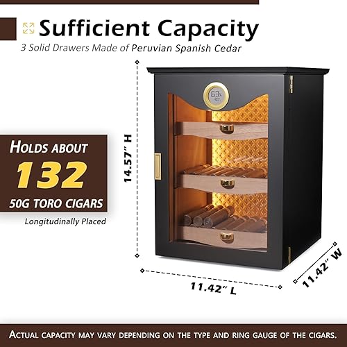 Miniatura 3 de Gabinete LED para humidor de puros, cedro español peruano, higrómetro de precisión, diseño elegante y hermoso, regalo excepcional para padres,
