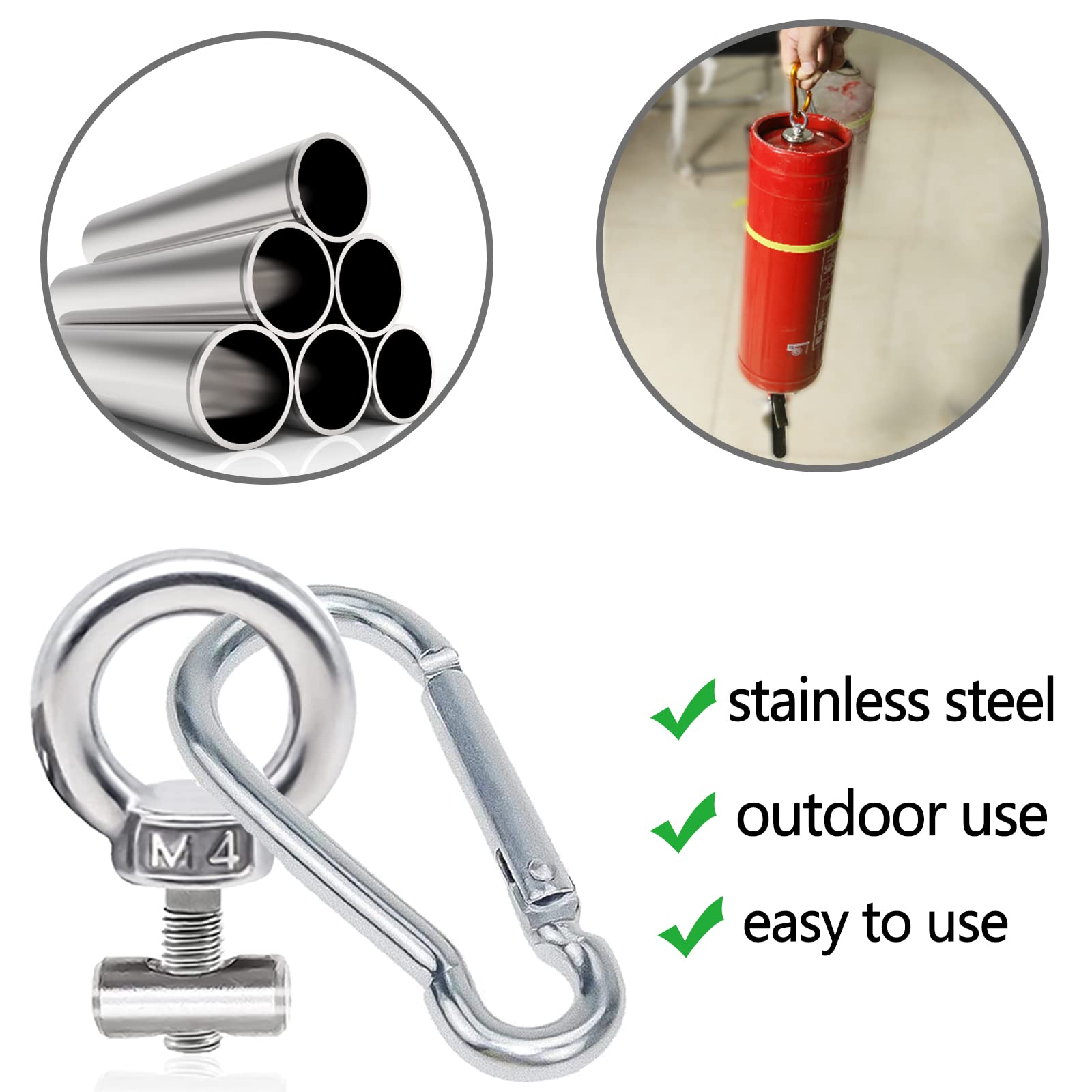 4 Arrêts De Rail D'auvent 12mm X 6mm + 4 Mousquetons Inox NAMIS - Pour Caravane, Camping-car, Bateau