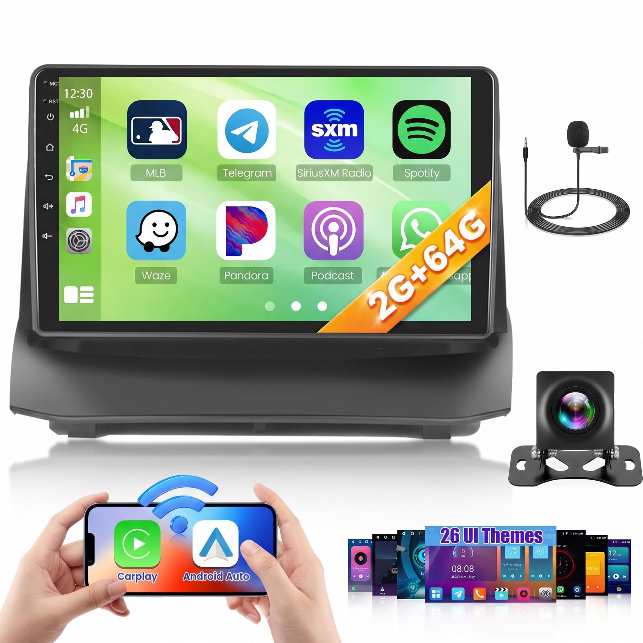 Hikity 2+64GB Android Radio para Ford Fiesta 2009-2017 Soporta Wireless CarPlay Android Auto, 9 Pulgadas Pantalla Táctil Estéreo Bluetooth Radio con WiFi GPS EQ FM/RDS SWC Cámara de Visión Trasera
