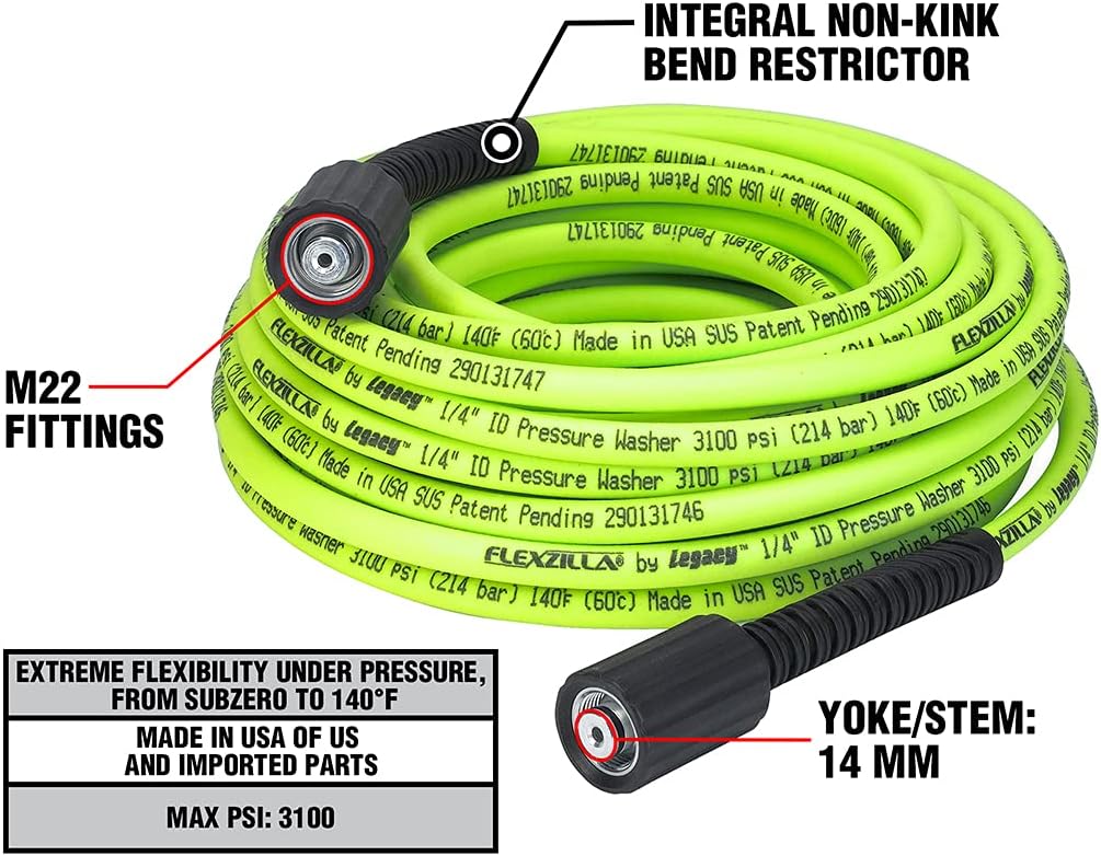 🛒 Crazy Deals Flexzilla HFZPW3450M Pressure Washer Hose with M22 Fittings, 1/4 x 50', Green Up To 40% OFF Flexzilla HFZPW3450M Pressure Washer Hose with M22 Fittings, 1/4 x 50', Green