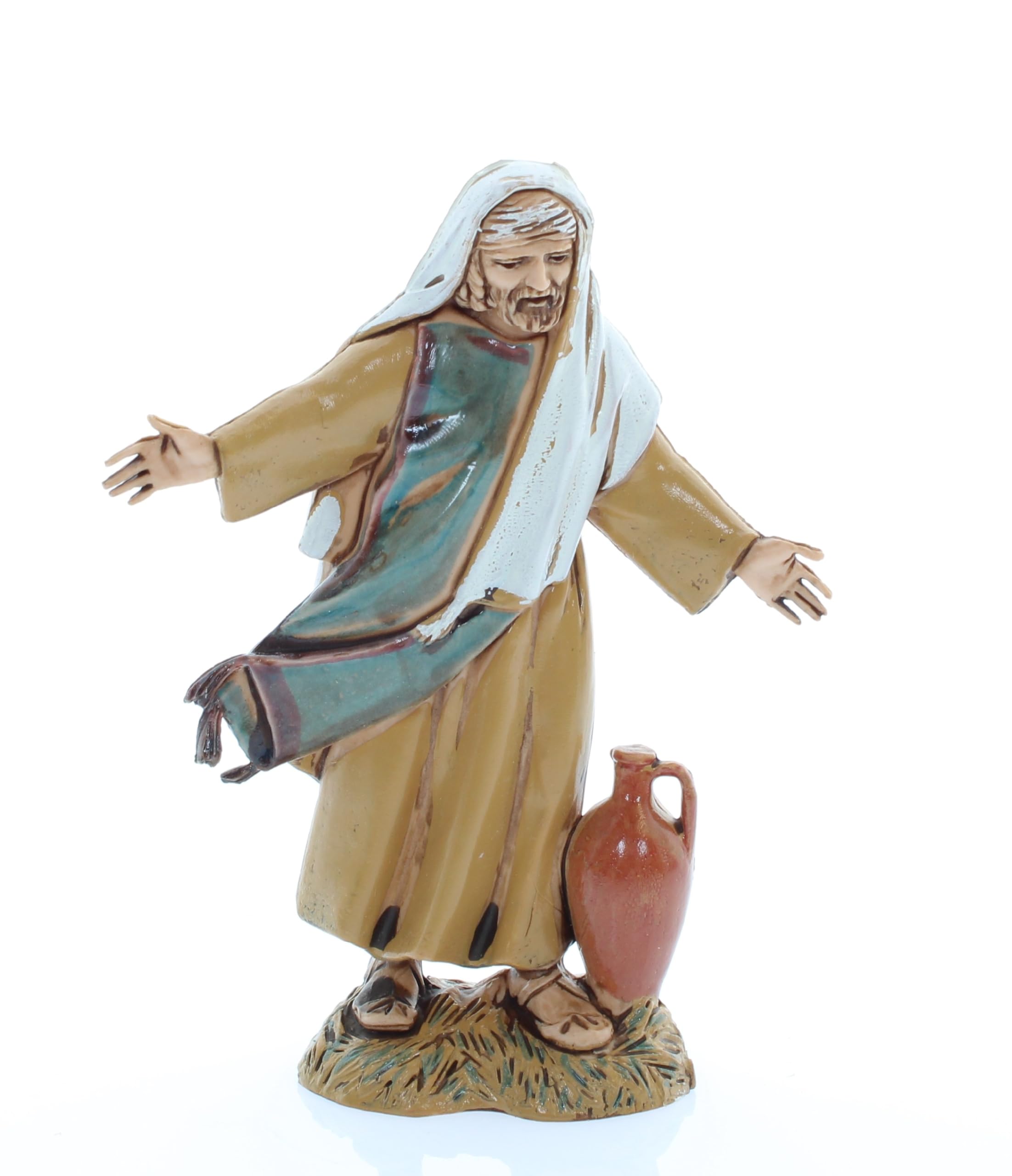 Moranduzzo Hombre con Jarra para Belén de 10 Cm Escala 1:20 - Figuras de Belén Indestructibles - Estilo Árabe, Pintura Acabada a Mano, Producto Oficial, Escultor M. Landi