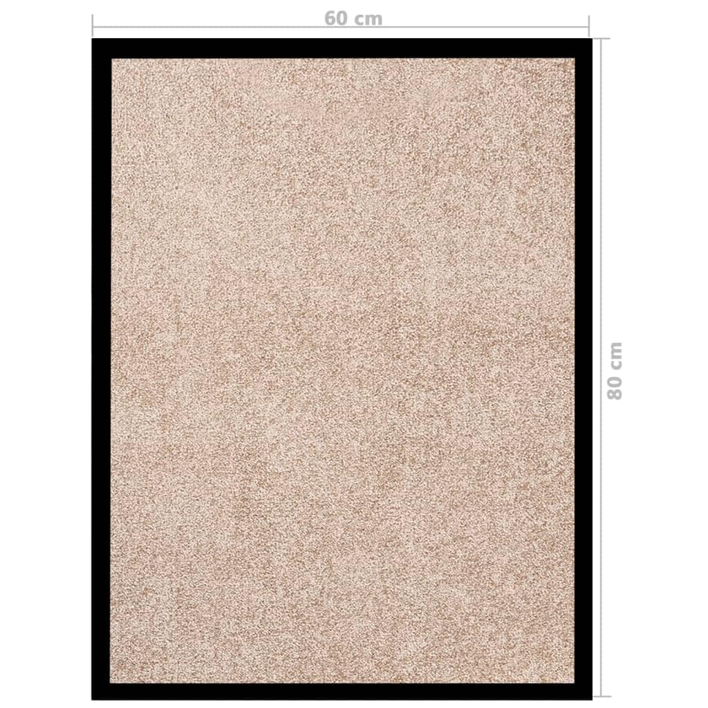 Felpudo beige 60 x 80 cm terciopelo con parte trasera de vinilo antideslizante para entrada, pasillo, terraza, balcón, interior y exterior como protección del suelo y rascador