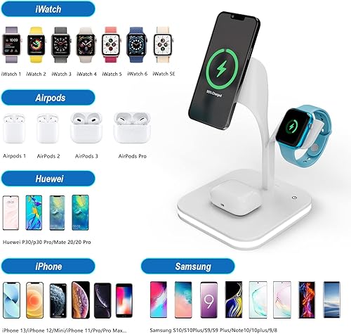 Miniatura 2 de Estación de carga inalámbrica 3 en 1 soporte de estación de carga magnética para iPhone 141312Pro Max teléfonos Android Apple Watch AirPods viene