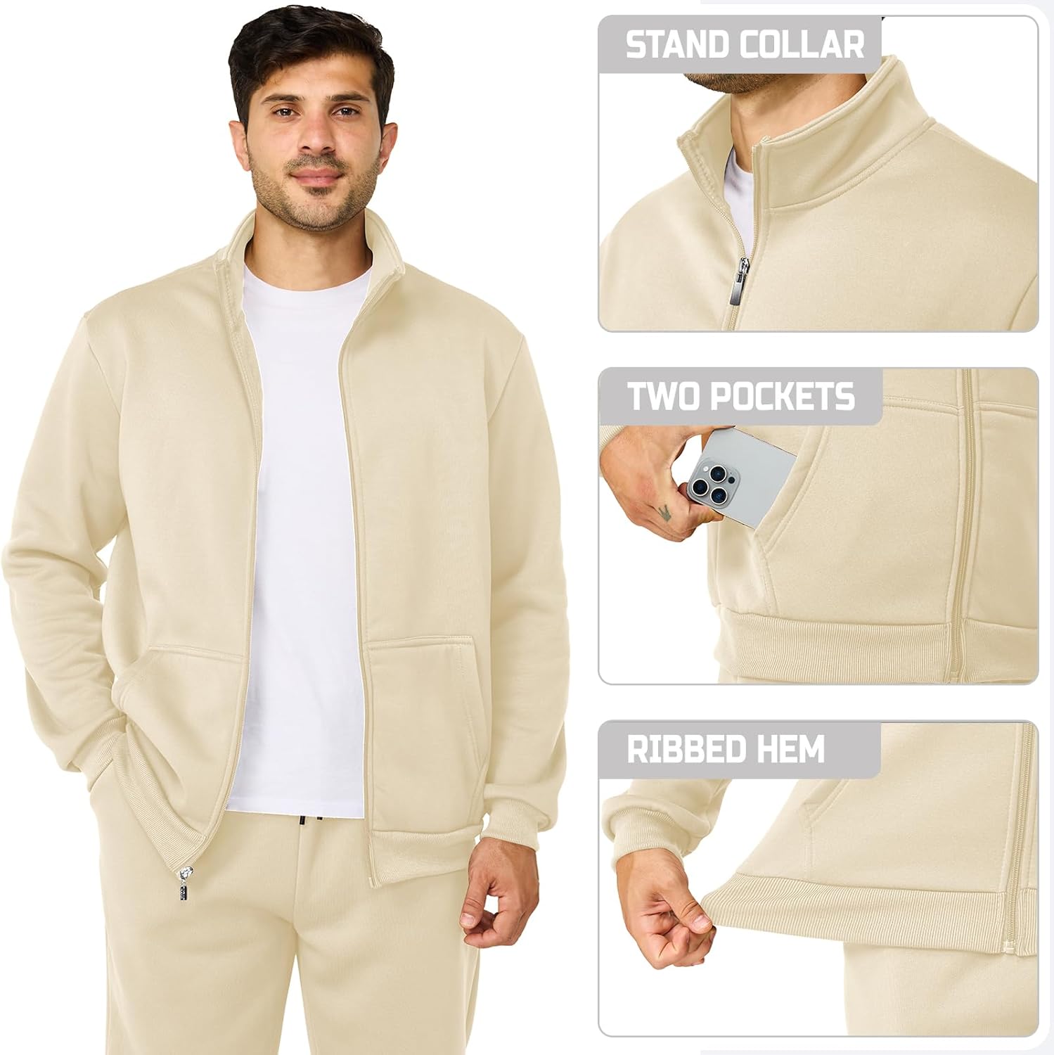 Men's Tracksuits Casual Sweatsuit 2 Piece Full Zip Sweatshirt and Sweatpants Set Athletic Jogging Suit - Image 5