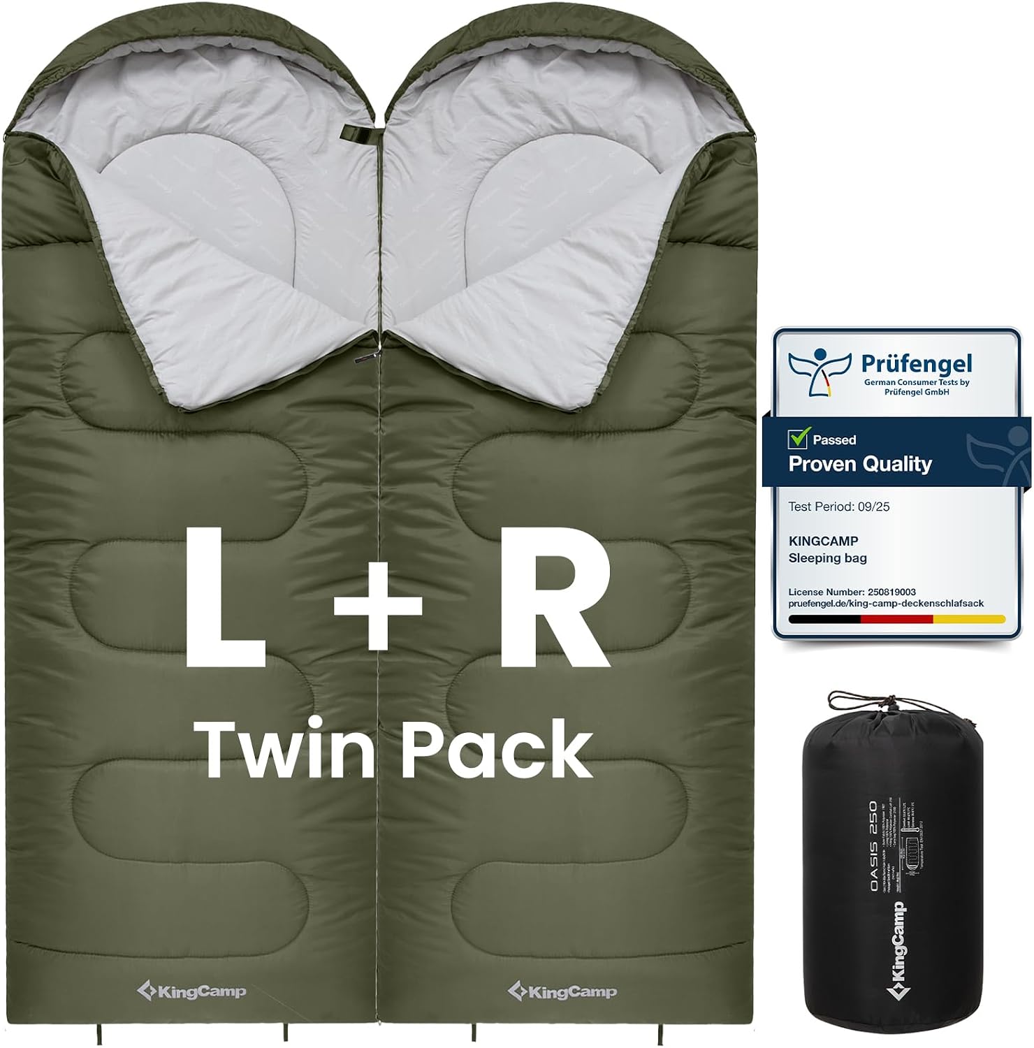 KingCamp Sleeping Bag 1 kg Lightweight Warm Sleeping Bag for Children and Adults for 3 to 4 Seasons for Camping Hiking with Carry Bag