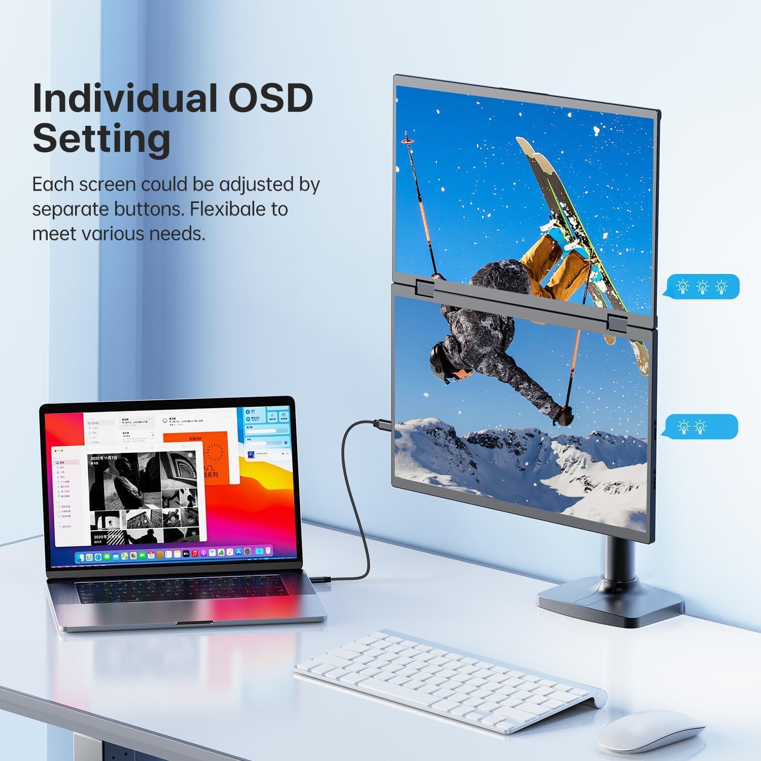 EVICIV Monitor Portatile 15.6'' Doppio Schermo Portatile Portable Monitor, 1080P 100% sRGB Estensore dello Schermo del Laptop Nessun Driver Richiest