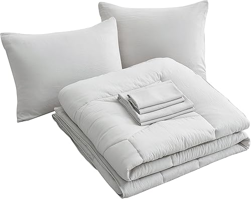 Miniatura 5 de Chezmoi Collection Piper - Juego de cama Queen en una bolsa, 7 piezas, acolchado hexagonal de panal de abeja, suave lavado, microfibra de doble