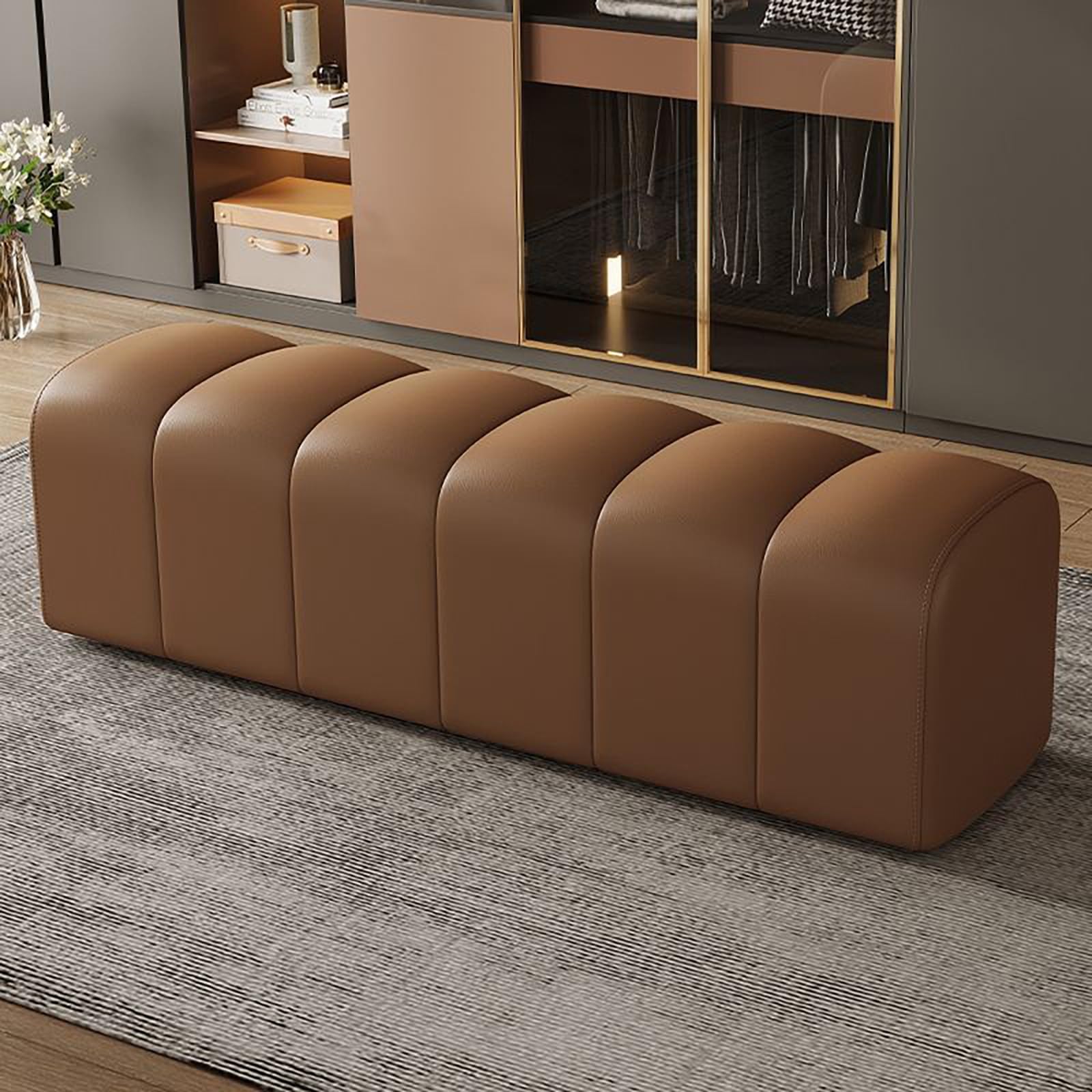 Banc d'entrée d'intérieur marron pour régler le désordre des chaussures