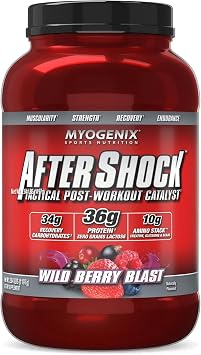 Myogenix Aftershock Post Workout Muscle Growth Whey Protein Powder Speeds Up Muscle Growth and Recovery Supports Joint Health and Replenishes Glycogen Wildberry Blast, 3 lbs