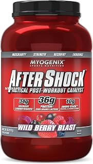 Myogenix Aftershock Post Workout — Muscle Growth Whey Protein Powder — Speeds Up Muscle Growth and Recovery — Supports Joint Health and Replenishes Glycogen — Wildberry Blast, 3 lbs