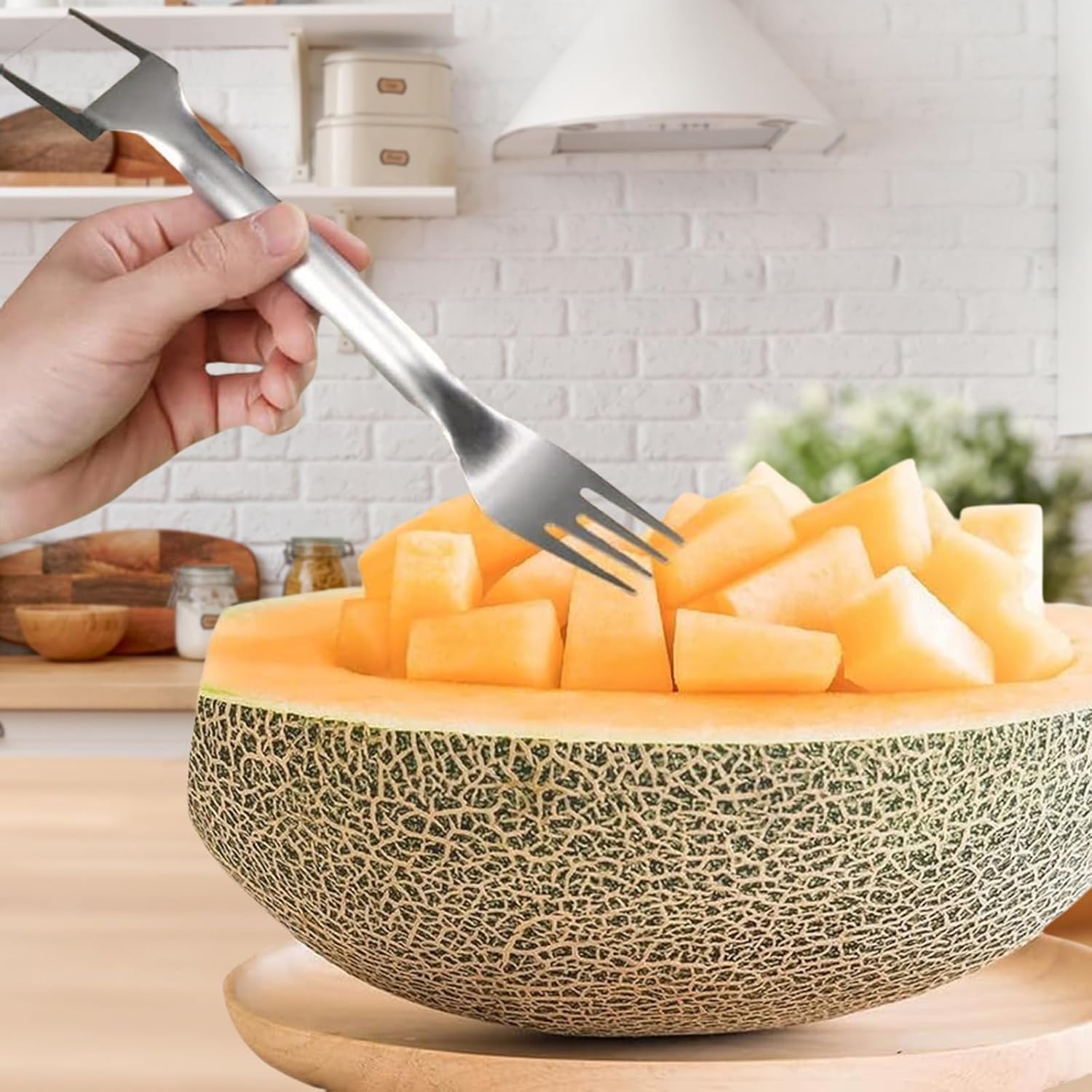 Watermelon Cutter Slicer,2-in-1 Stainless Steel Fruit Fork for Home Kitchen(2PCS)