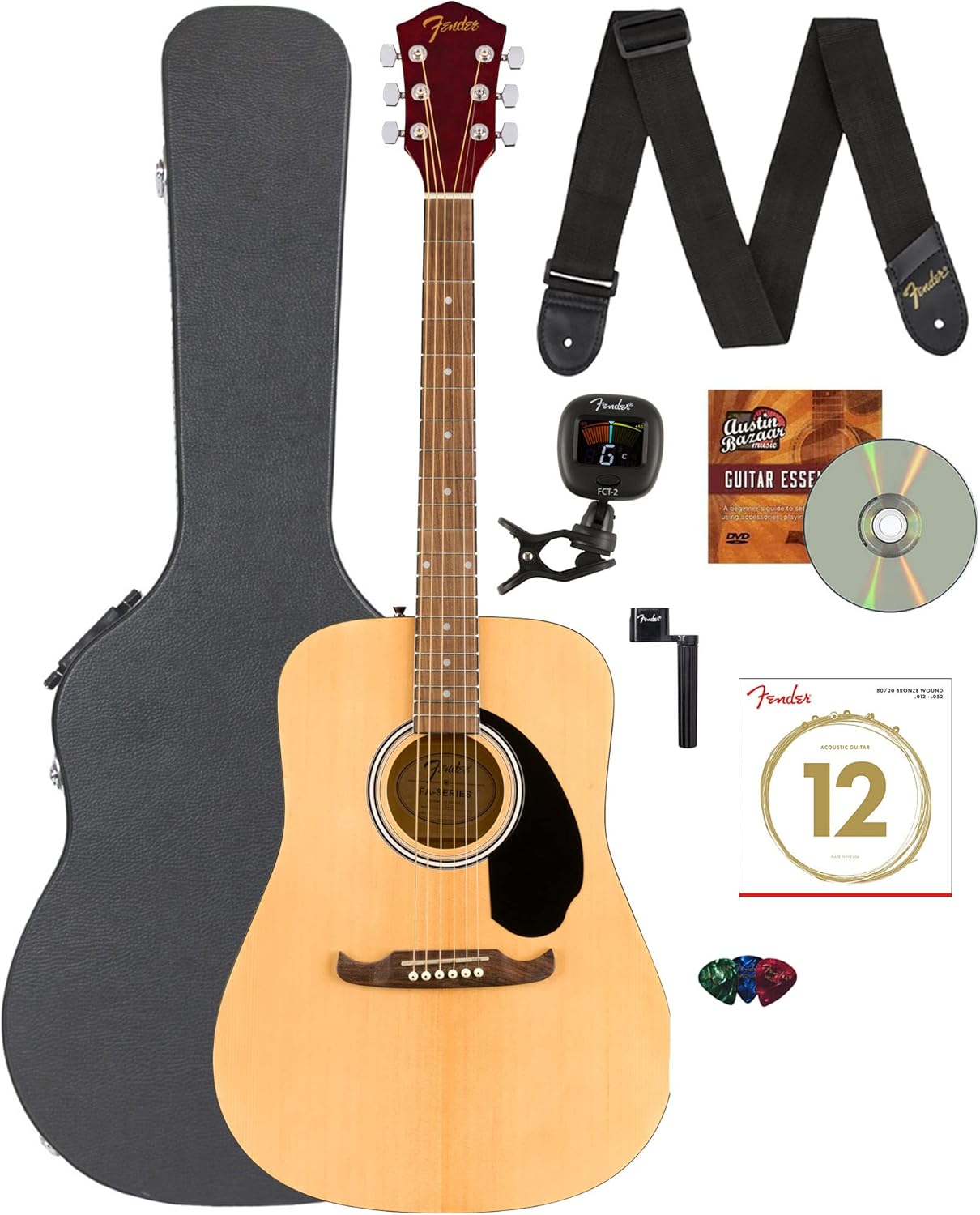 Buy Fender FA125 Dreadnought Guitar Natural Bundle with Hard Case