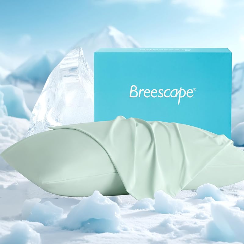Cooling Pillow Cases Queen Size Set of 2, BlendTek™ Cooling Technology for Hot Sleepers & Night Sweats, Silky Soft Cool Pillowcases for Hair & Skin Care, 20" x 30", Mint Green