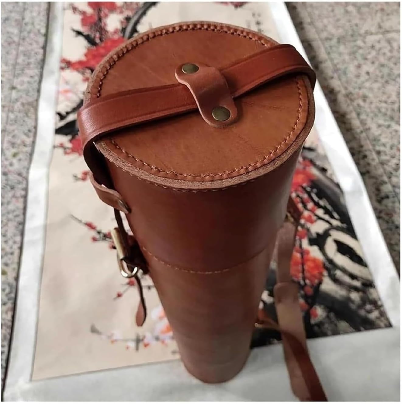 Art Portfolio Tube,Genuine Leather Storage Case
