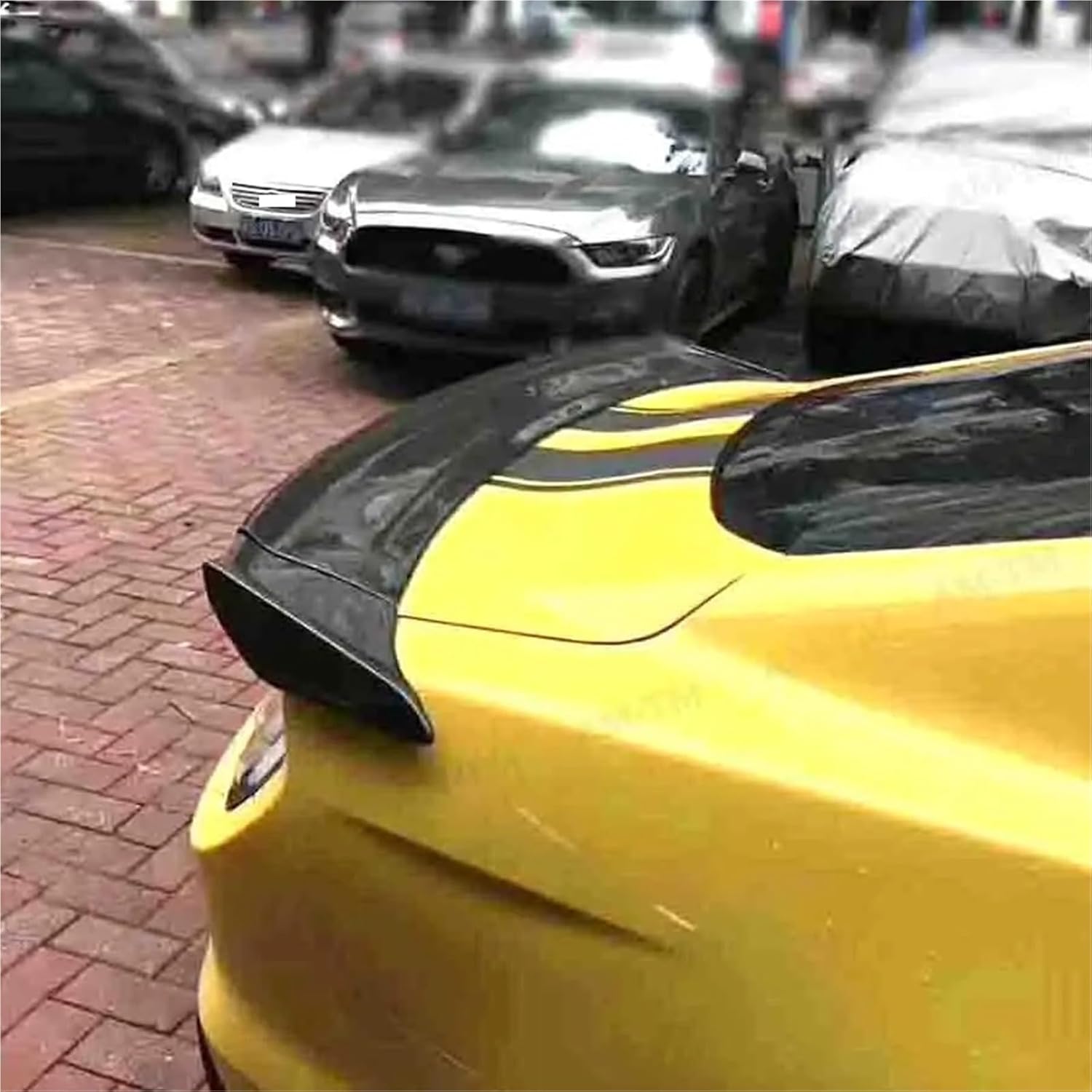 With Ford Mustang 2015-2022 Carbon Fiber Spoiler Rear 【カーボンファイバールックスポーツリアバンパーリップディフ】 T