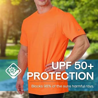 Arctic Cool Mens Crew Neck Instant Cooling Pocket Workwear Moisture Wicking Performance UPF 50+ Short Sleeve Shirt