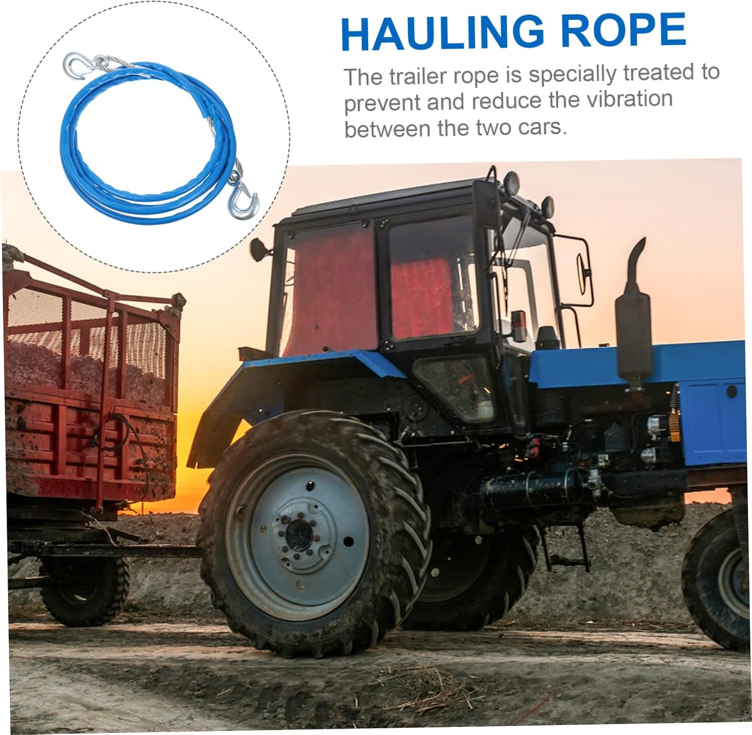 7 Ton Steel Wire Car Hauling Cable with Hooks, 4m