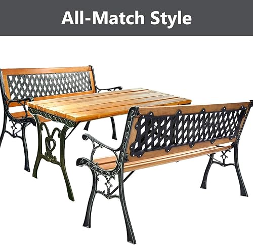 Miniatura 5 de Giantex Banco de patio de 50 pulgadas, muebles de exterior, marco de madera dura, porche, sofá biplaza, resistente a la intemperie, para 2 personas