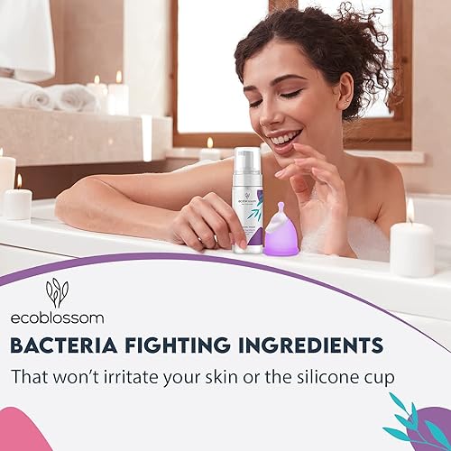 Miniatura 4 de Ecoblossom Limpiador de vasos menstruales esterilizador espumoso sin perfume para discos de período de silicona toallitas limpias ingredientes