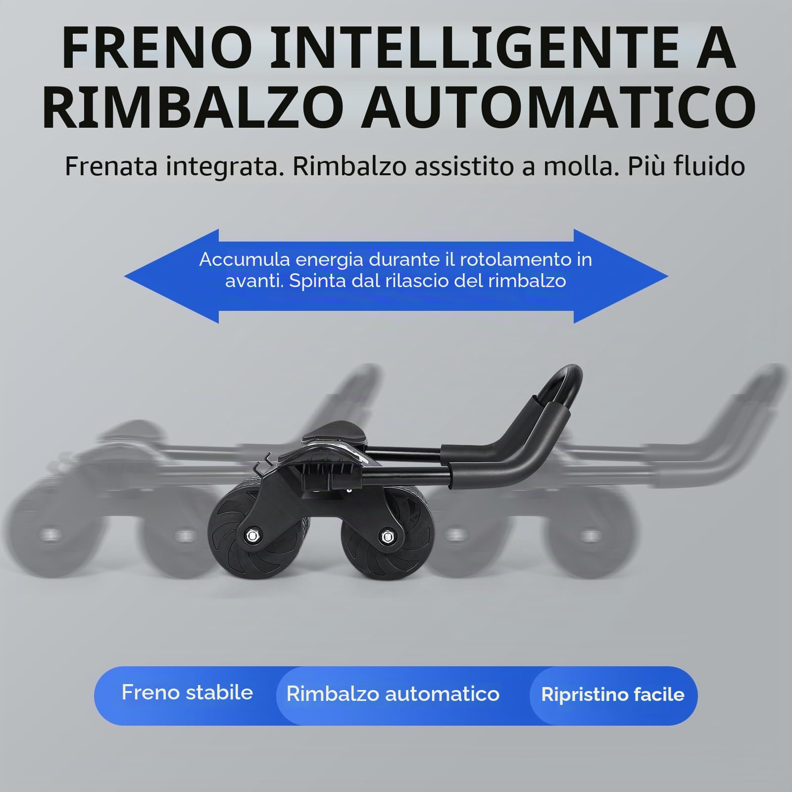 ROELLY Rullo Addominali, Attrezzo per Addominali, Design Antiscivolo e Stabile a Doppia Ruota, con Ginocchiera e Timer Magnetico, Utilizzato per Esercizi Addominali e Fitness a Casa e in Ufficio