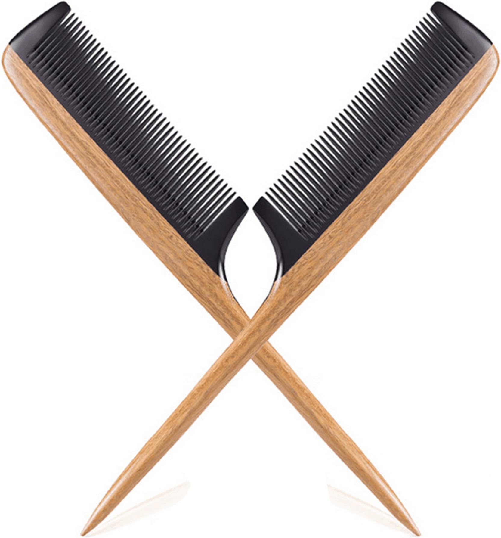 DLFE Green Sandalwood Hair Comb | Natural Buffalo Horn Comb with Green Sandalwood Rat Tail Handle