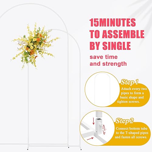 Miniatura 4 de Asee'm Juego de 3 soportes para telón de fondo de arco de metal dorado para fiestas, bodas, cumpleaños, ceremonias, graduaciones, aniversarios, baby