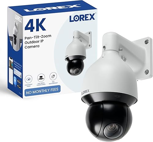 Lorex Cámara IP 4K Ultra HD 25x Pan-Tilt-Zoom IP resistente a la intemperie con detección de movimiento inteligente, seguimiento automático y visión