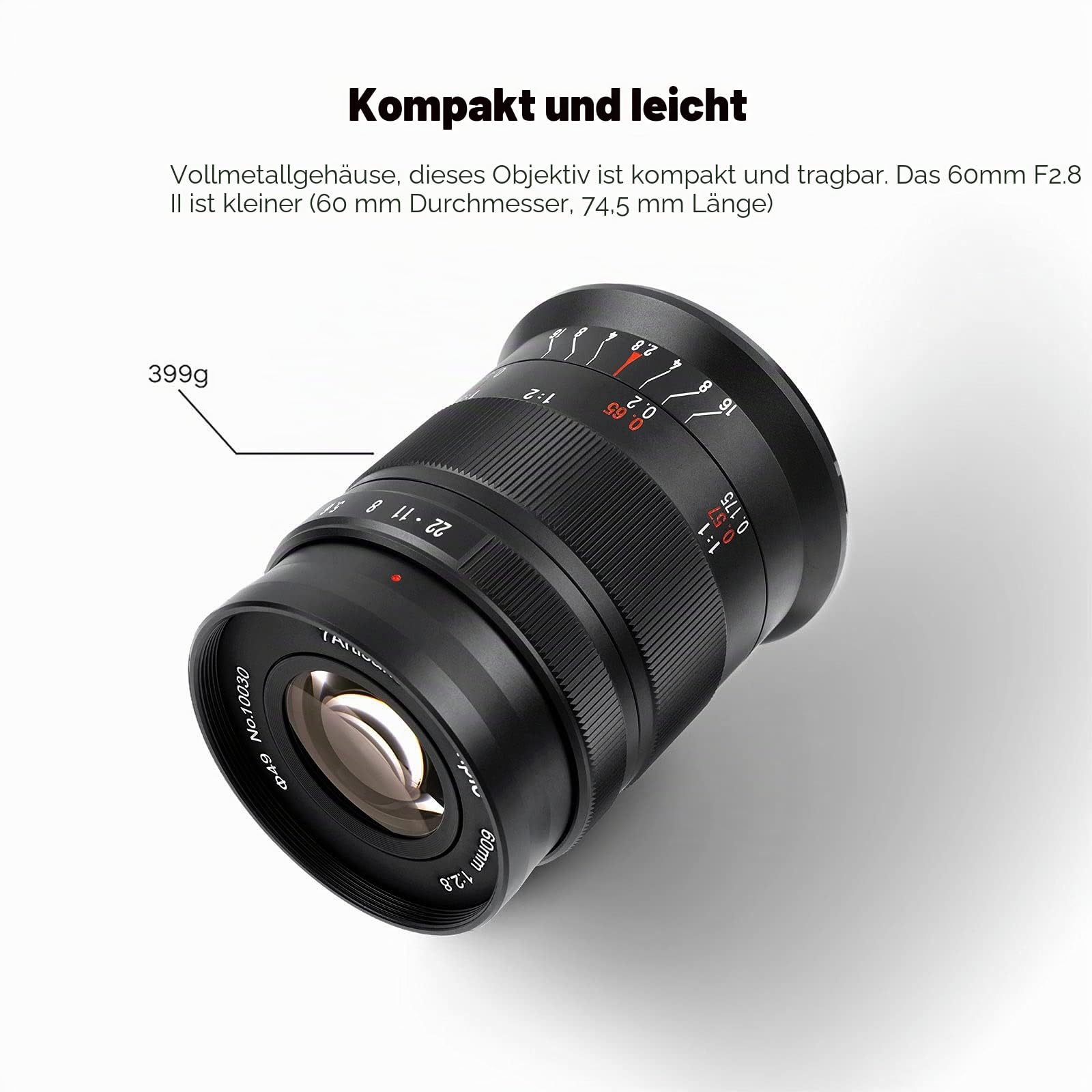 7artisans 60mm F2.8 II APS-C Format Makro-Objektiv, Kompatibel mit