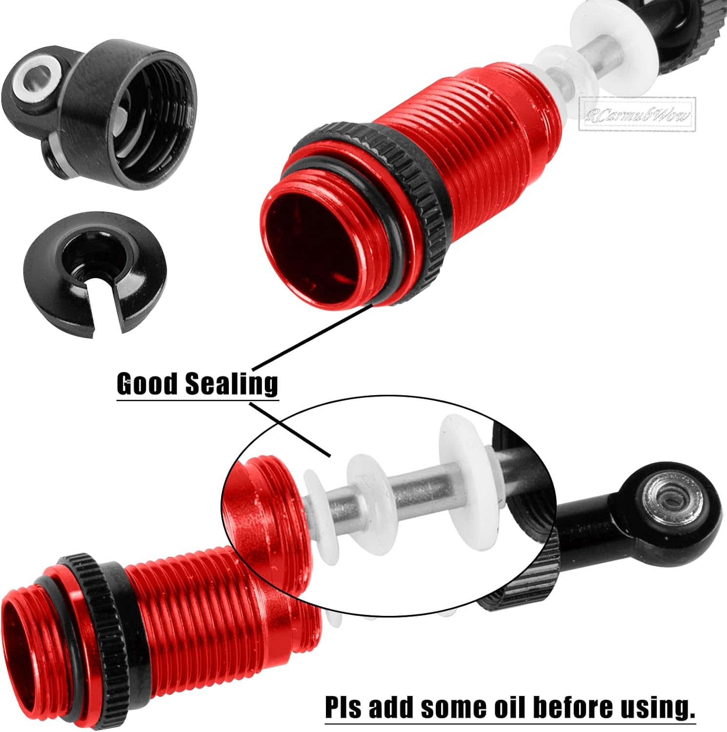 RC Shock Absorber Shock Towers Upgrades Part for 1/14 Typhon Grom 223S & Mega 380 RC Crawler Car,Alloy Aluminium Front Rear Shocks & Shock Towers,Red w/Red