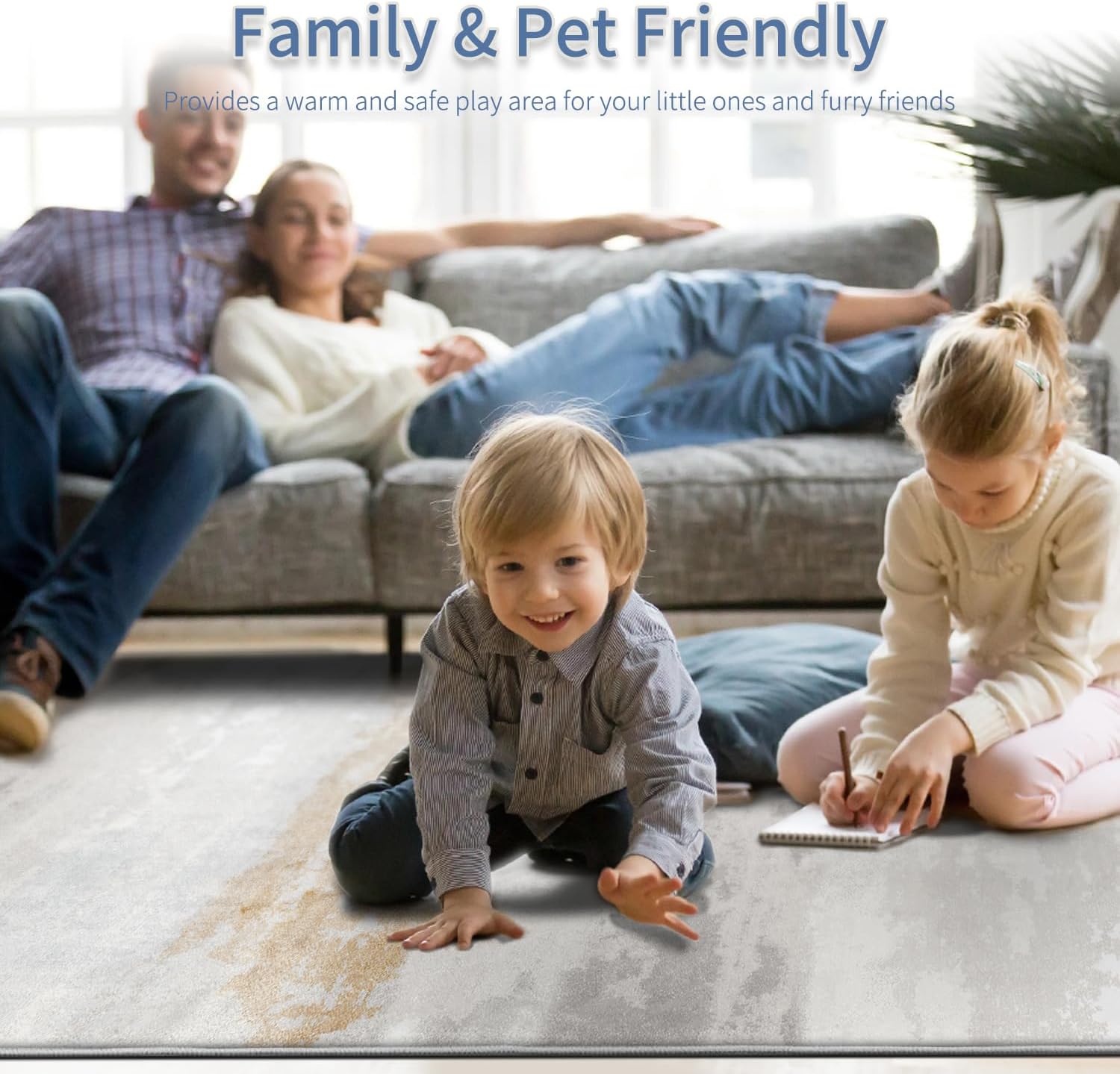 Enkor Area Rugs 4x6 Washable Non Slip Abstract Soft Rugs for Living Room Bedroom, Modern Mat for Kitchen Entryway Brown & Grey