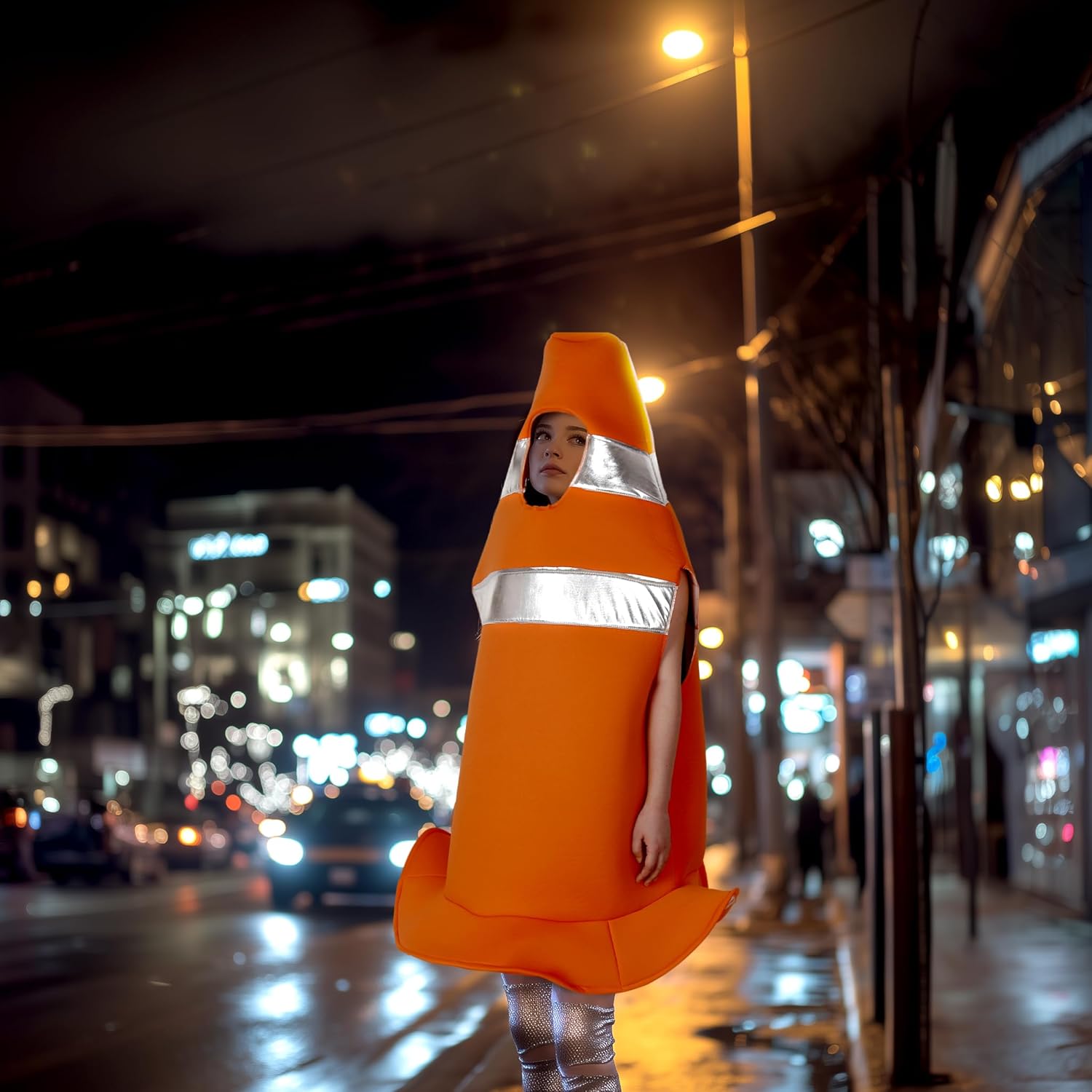 VZQI Traffic Cone Costume Halloween Orange Costume Adult - Image 3