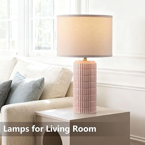 Miniatura 6 de Juego de 2 lámparas de mesa modernas de cerámica, lámpara de noche para decoración de dormitorio, lámpara de mesita de noche con 3 temperaturas de