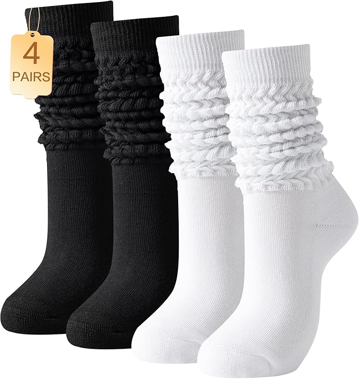 Slouch Socks Women Thigh High Boot Socks Soft Scrunch 3 Pair Pack