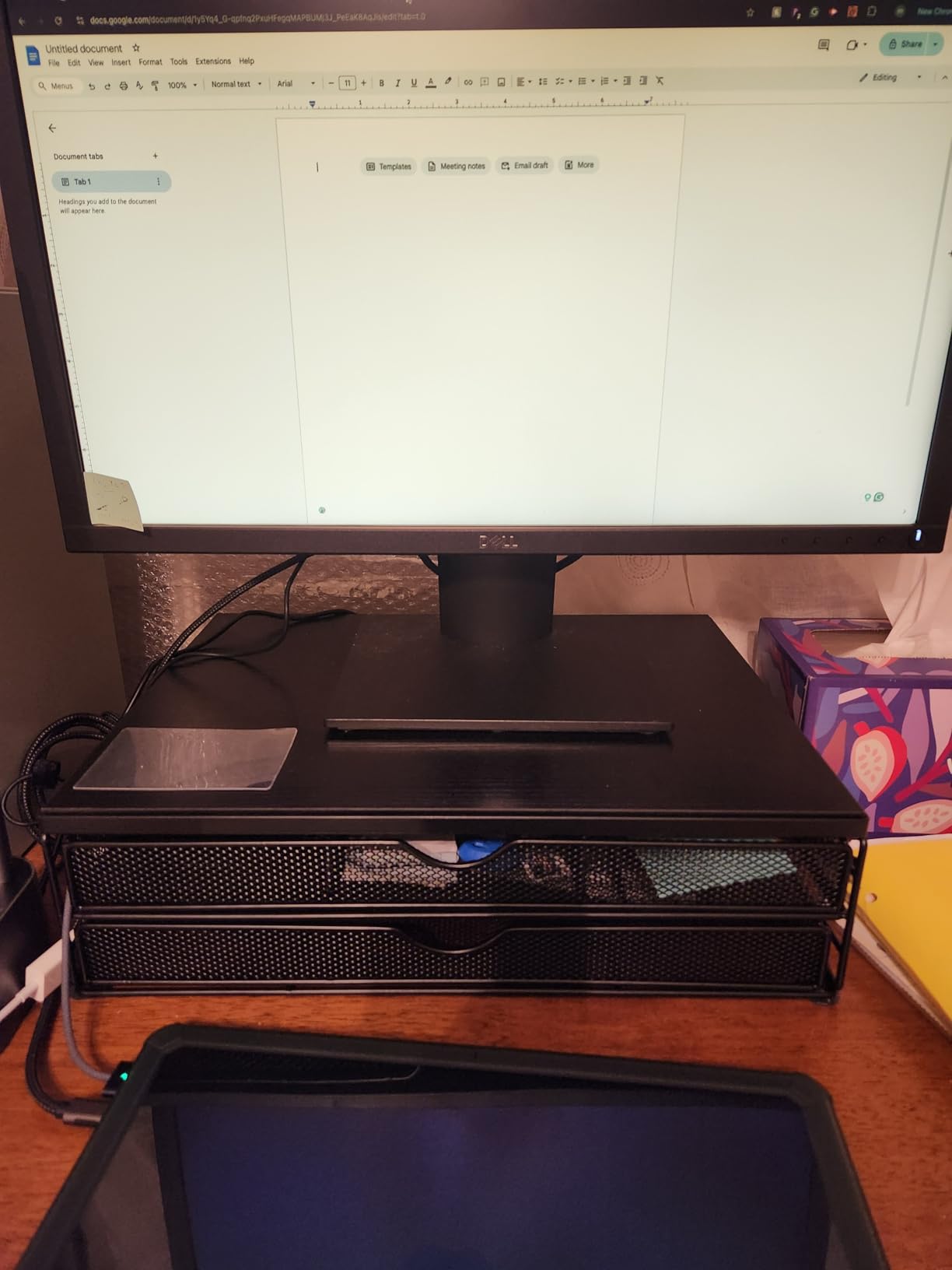 ARCOBIS Monitor Stand Riser with 2 Drawers & 1 Pen Holder, Mesh Metal ...