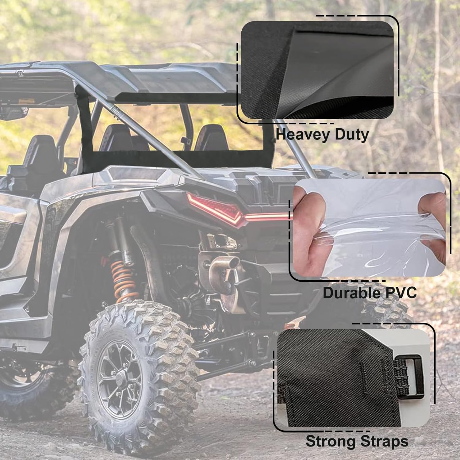 RZR 1000 XP UTV Rear Window,Back Window Soft Rear Windshield Compatible with Polaris RZR 1000 XP/XP 4 1000/XP Turbo (2014-2023)