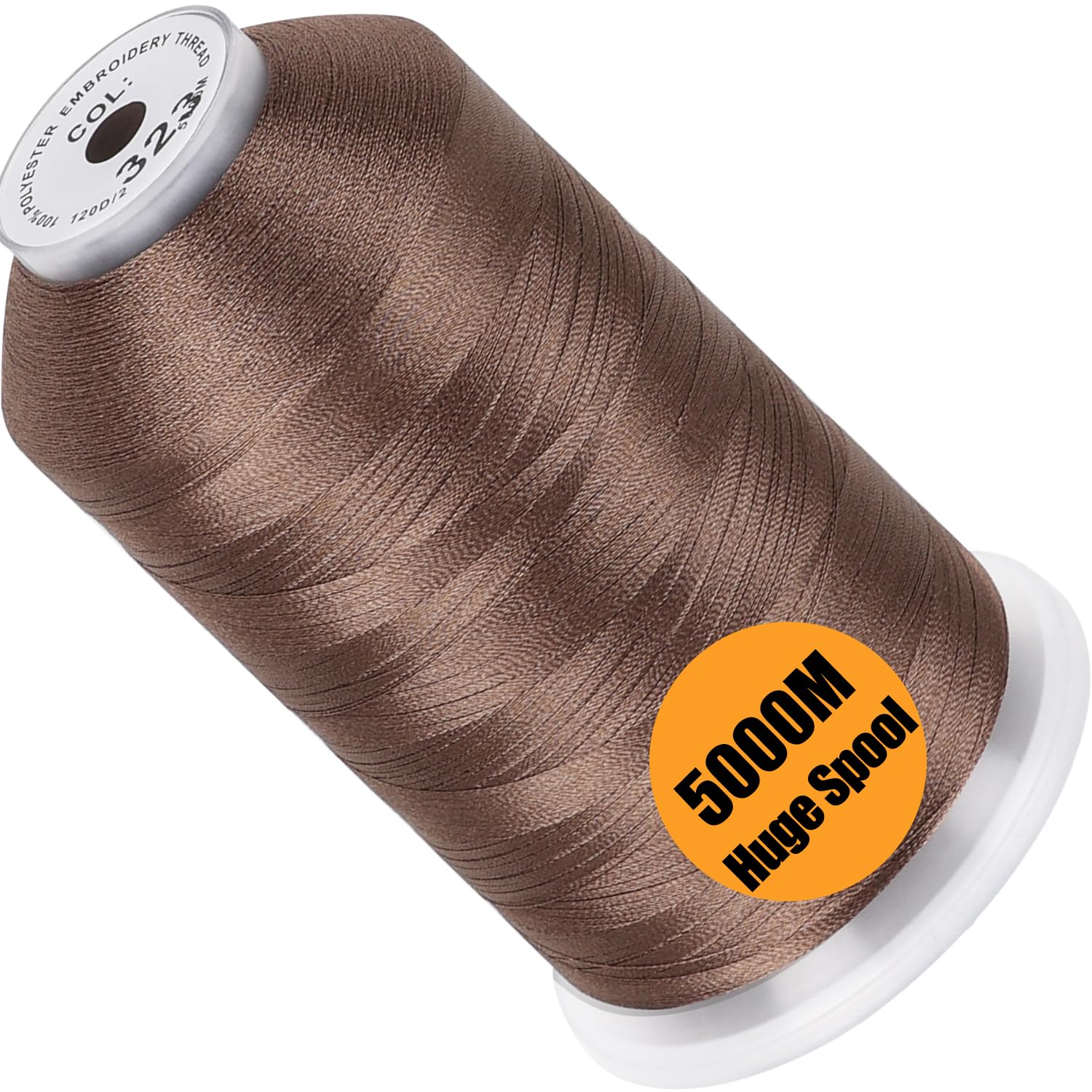 New brothread 5000M Huge Spool Embroidery Machine Thread - Light Brown