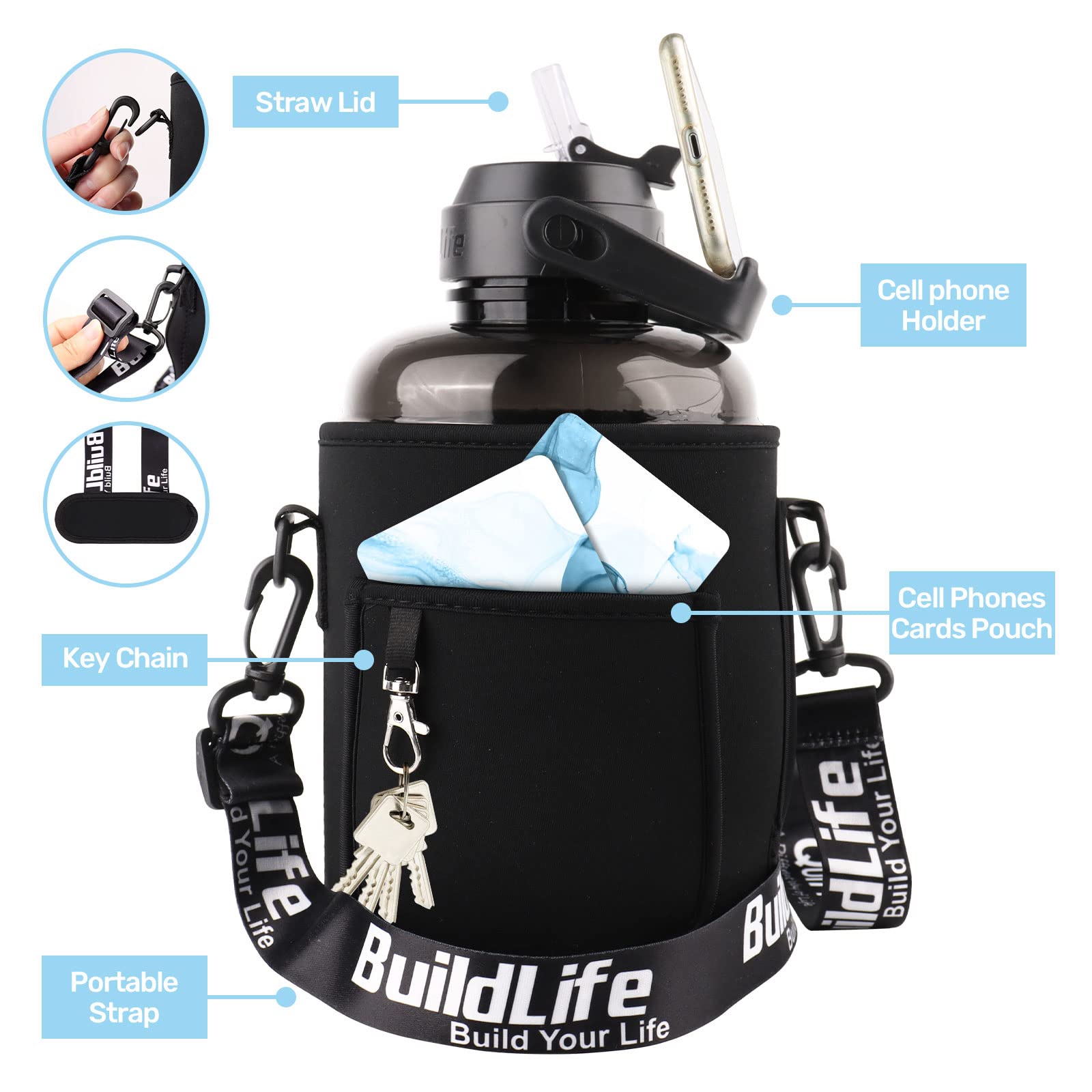 Botella De Agua Motivacional Gran Capacidad Cero Fugas 2 L | Envío Gratis