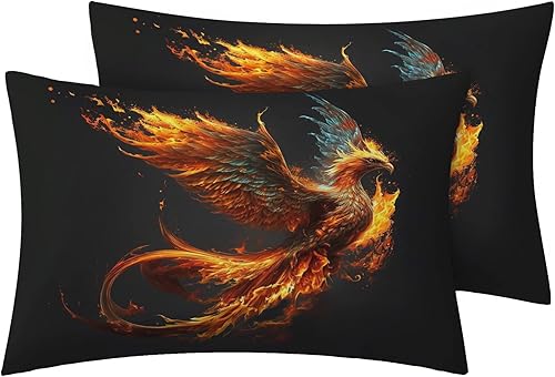 Miniatura 2 de Phoenix Funda de edredón tamaño King Juego de ropa de cama de pájaro de fantasía 3 piezas Funda de edredón con patrón de microfibra suave con
